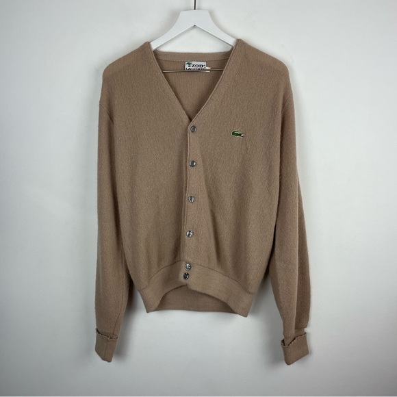Lacoste Other - Lacoste Men's Tan V-Neck Cardigan with Crocodile Logo